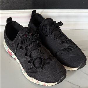 Asics Black Knit Sneakers with Colorful Speckled Midsole